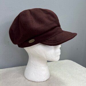 Villager Liz Claiborne Newsboy Cabbie Cap Hat Wool Blend Brown 6 Panel Vintage
